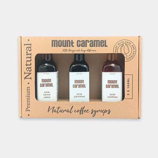Zestaw Syropów Mount Caramel - karmel solony + piernikowy + waniliowy 3 x 100ml